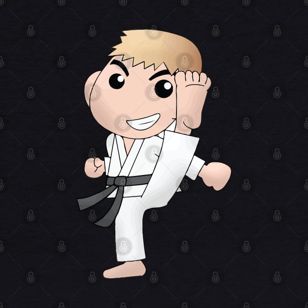 Karate Boy Kick Kawaii Male Anime Cartoon Character by CoolFactorMerch